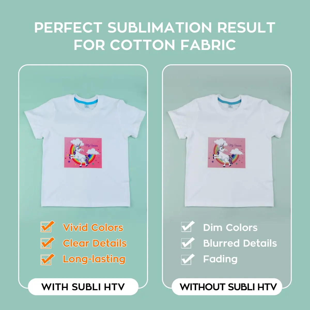 HTVRONT Clear Sublimation HTV Glossy - 12" x 5FT | Vivid Colors for Light Cotton - view 4