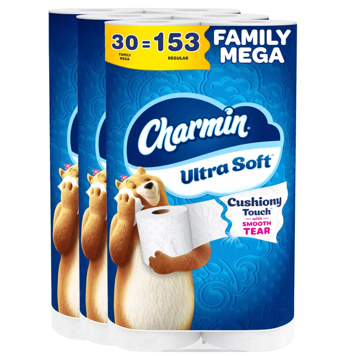 Charmin Ultra Soft Cushiony Touch Toilet Paper 30 Family Mega Rolls (8640 Sheets Total) | Soft, Absorbent, Clog-Safe - main product image