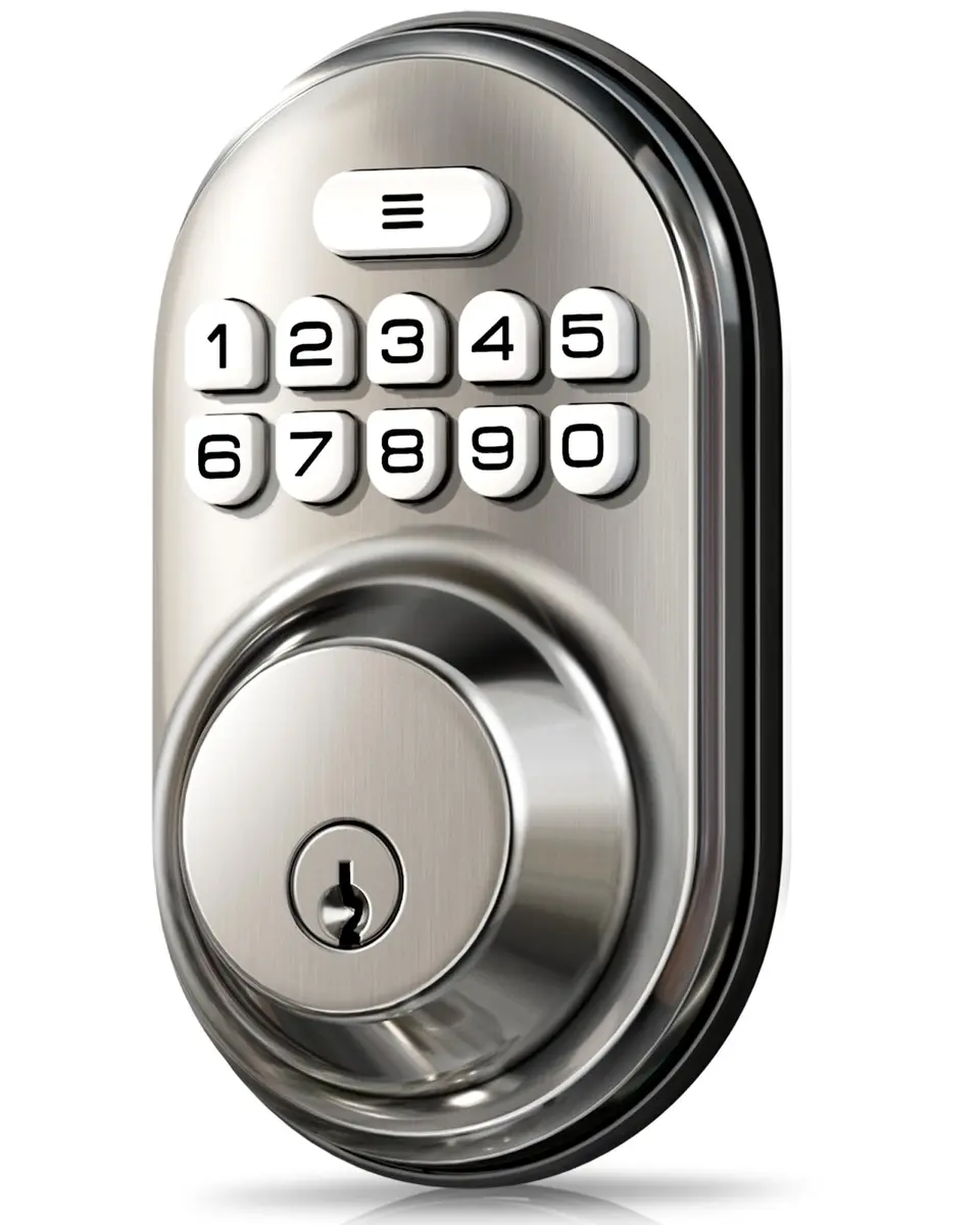 Veise Deadbolt Keypad Lock Satin Nickel | Keyless Entry, Auto Lock & Weatherproof (70-120 chars) - main product image