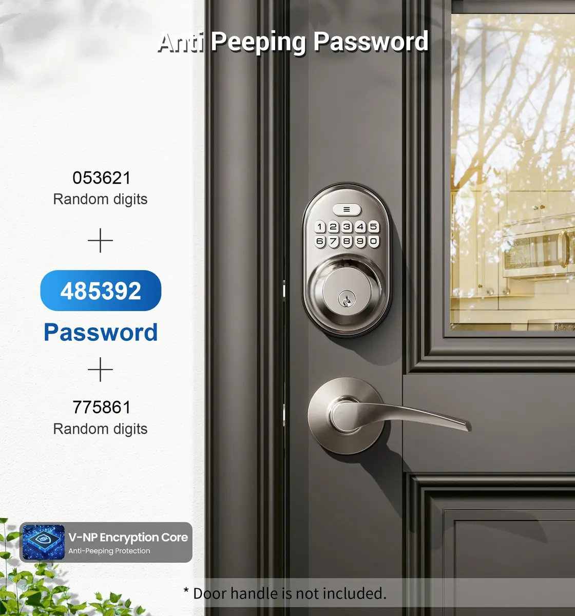 Veise Deadbolt Keypad Lock Satin Nickel | Keyless Entry, Auto Lock & Weatherproof (70-120 chars) - view 3
