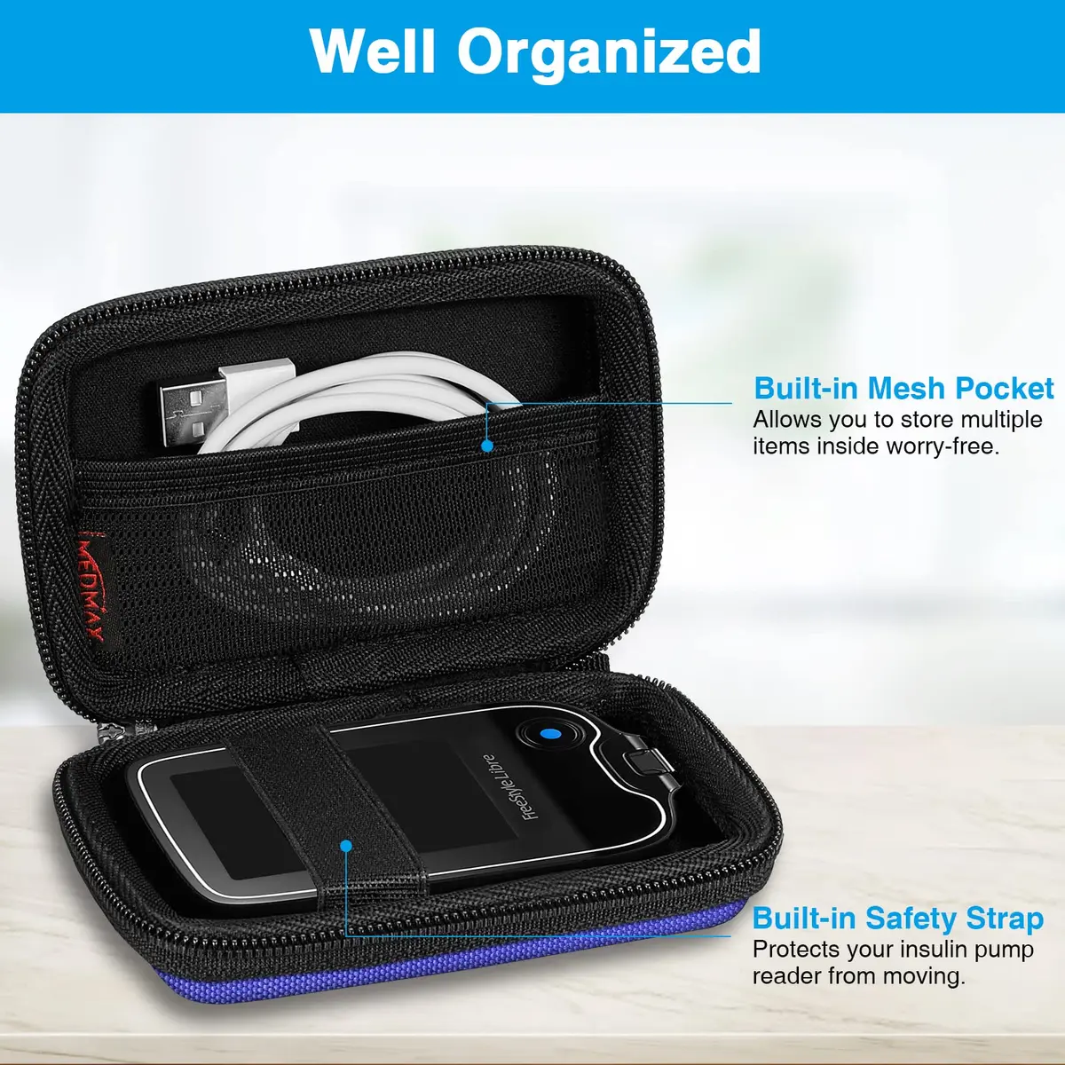 MEDMAX Hard Shell Protective Case for Freestyle Libre 3 2 | Shockproof & Lightweight (Blue) - view 3