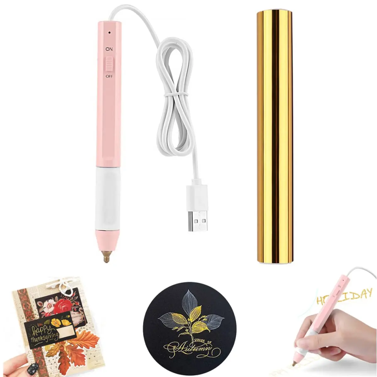 CYFUN DESIGN Heated Foil Pen and Glimmer Foil Roll Set | 2.5mm Bold Tip, USB Powered, for Card Making & Scrapbooking - main product image