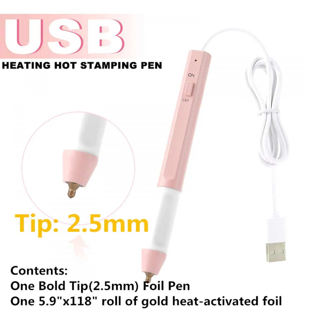 CYFUN DESIGN Heated Foil Pen and Glimmer Foil Roll Set | 2.5mm Bold Tip, USB Powered, for Card Making & Scrapbooking - view 2