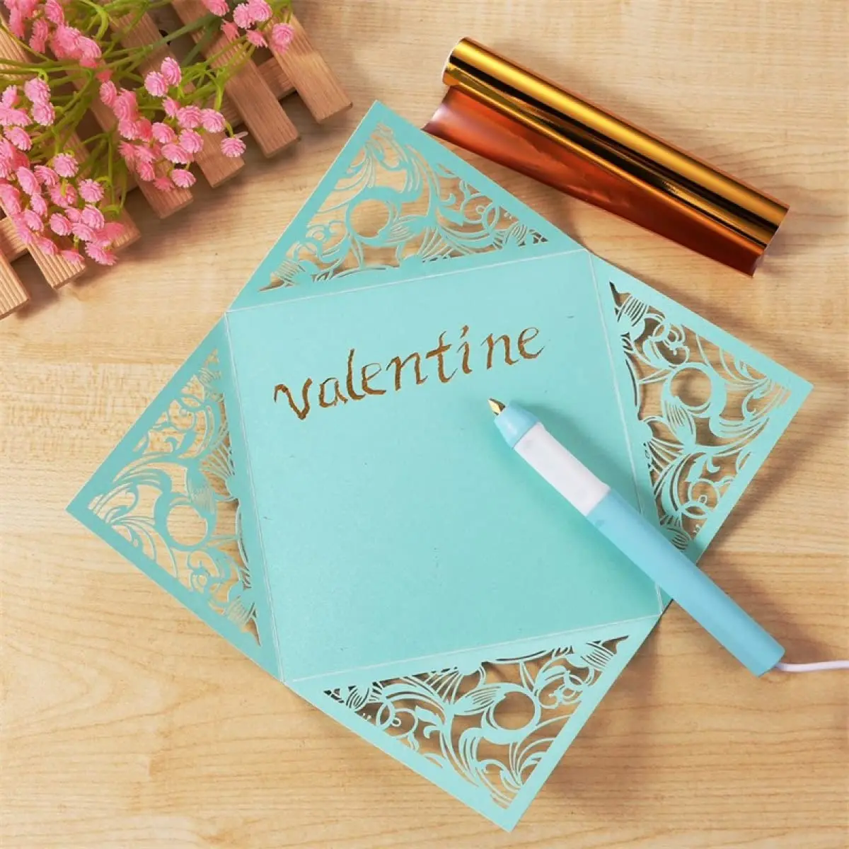 CYFUN DESIGN Heated Foil Pen and Glimmer Foil Roll Set | 2.5mm Bold Tip, USB Powered, for Card Making & Scrapbooking - view 4