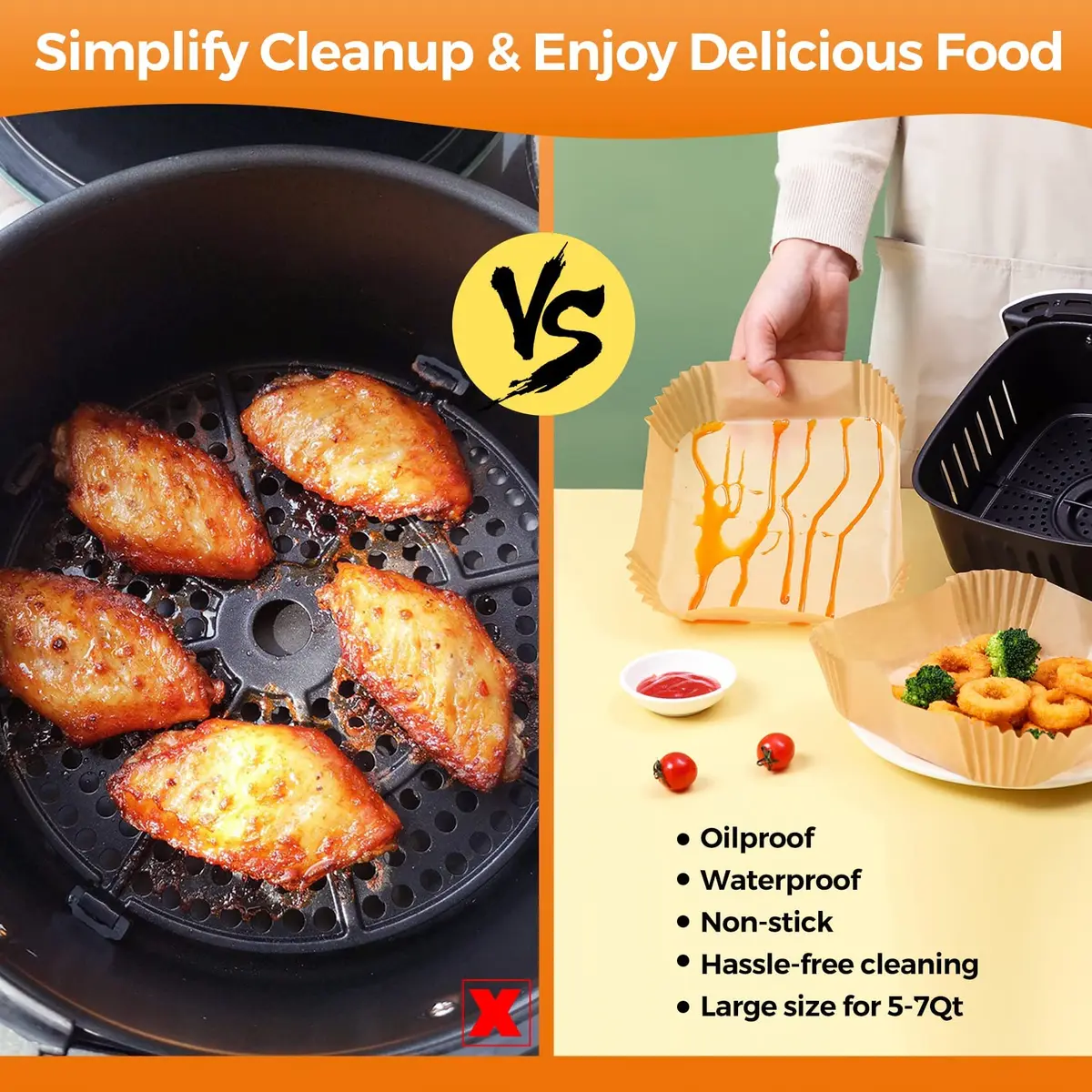 ctizne Disposable Air Fryer Liners 6.5" Square | Greaseproof, Waterproof & Non-Stick for 3-5QT - view 5