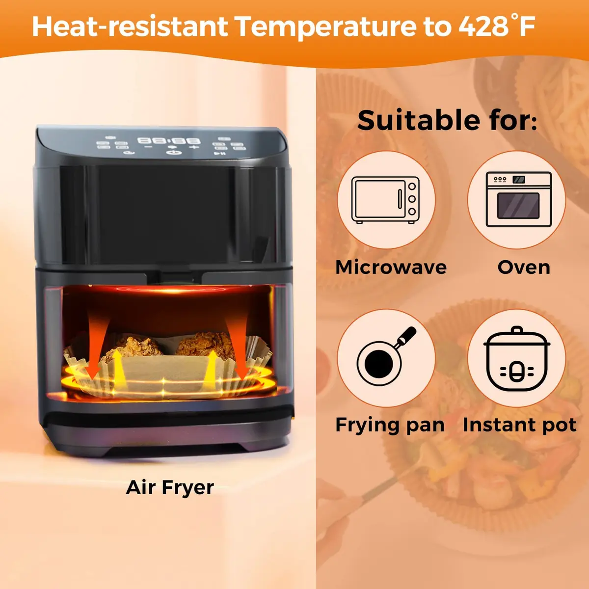 ctizne Disposable Air Fryer Liners 6.5" Square | Greaseproof, Waterproof & Non-Stick for 3-5QT - view 4