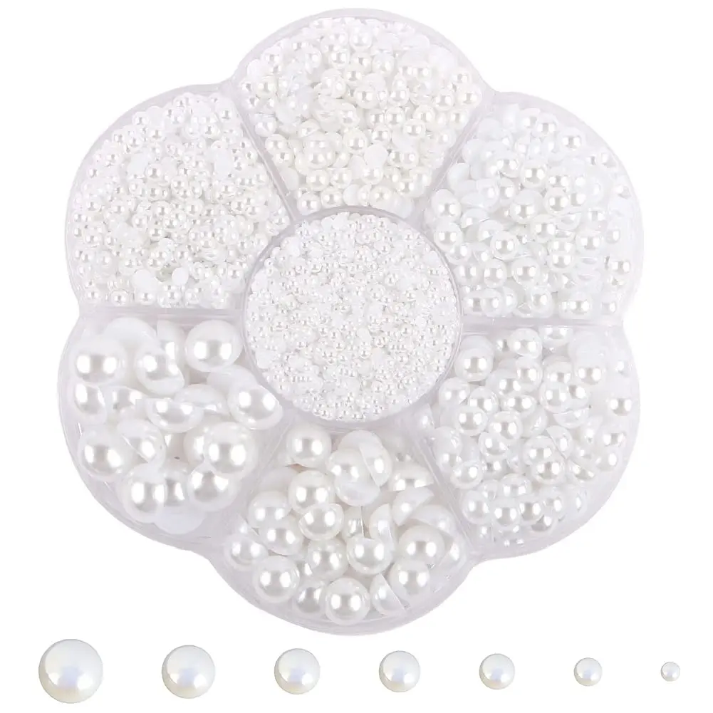 BrainKer 5700 Pcs Craft Bead Half Flatback Pearls | Acrylic White Jewelry & Nail Art (70-120c) - main product image