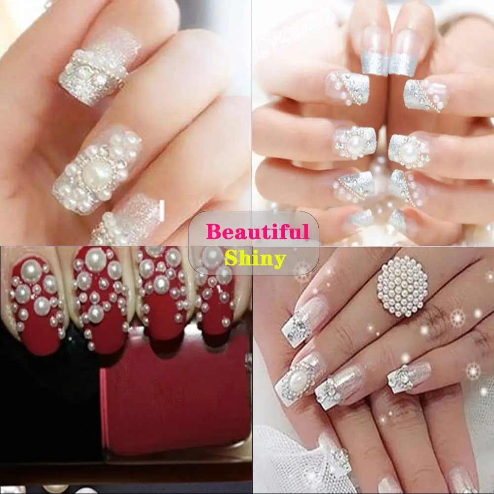 BrainKer 5700 Pcs Craft Bead Half Flatback Pearls | Acrylic White Jewelry & Nail Art (70-120c) - view 4