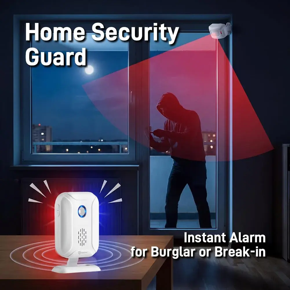 HENDUN Add-On Motion Sensor Alarm, Extra Transmitter for Receiver | Wireless PIR Detector for Home Security & Business Entry Alerts - view 6