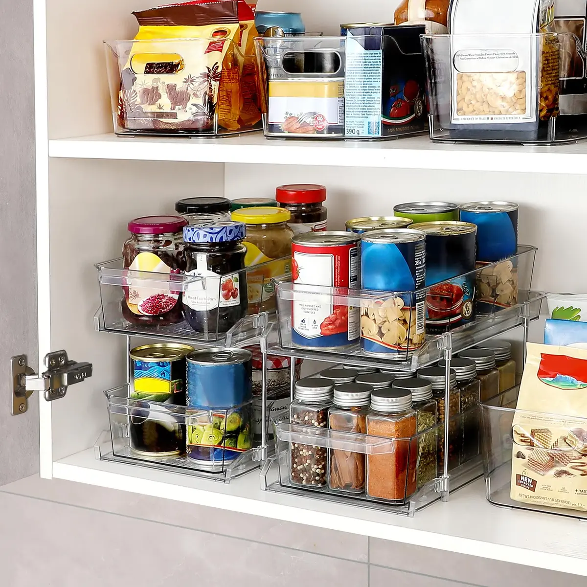 LANDNEOO 2 Set, 2 Tier Clear Organizer with Dividers | Multi-Use Slide-Out Storage for Kitchen, Bathroom, Vanity - view 5