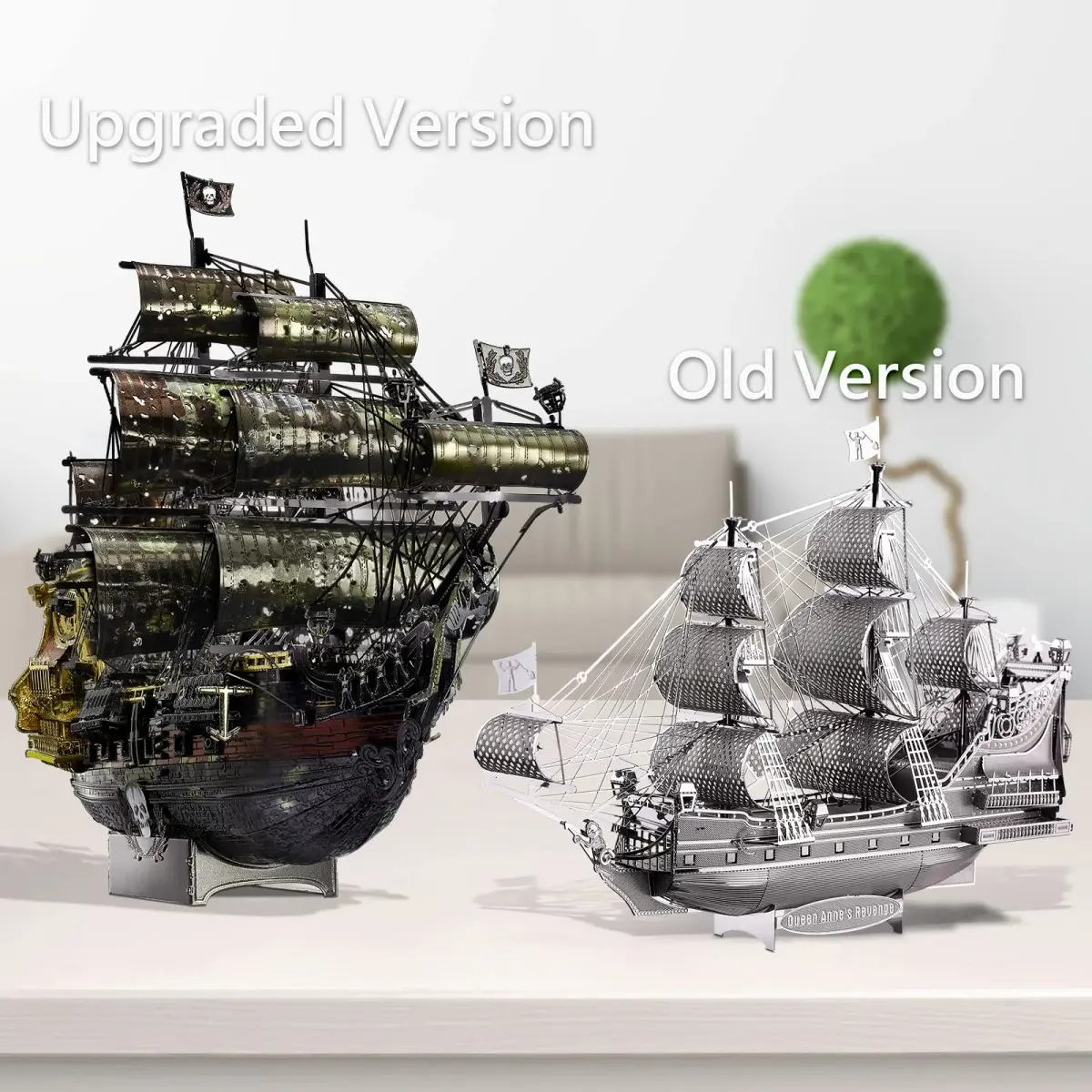 Piececool Queen Anne's Revenge Pirate Ship 3D Metal Puzzle Model Kit | 439 Pieces, Stainless Steel - view 7