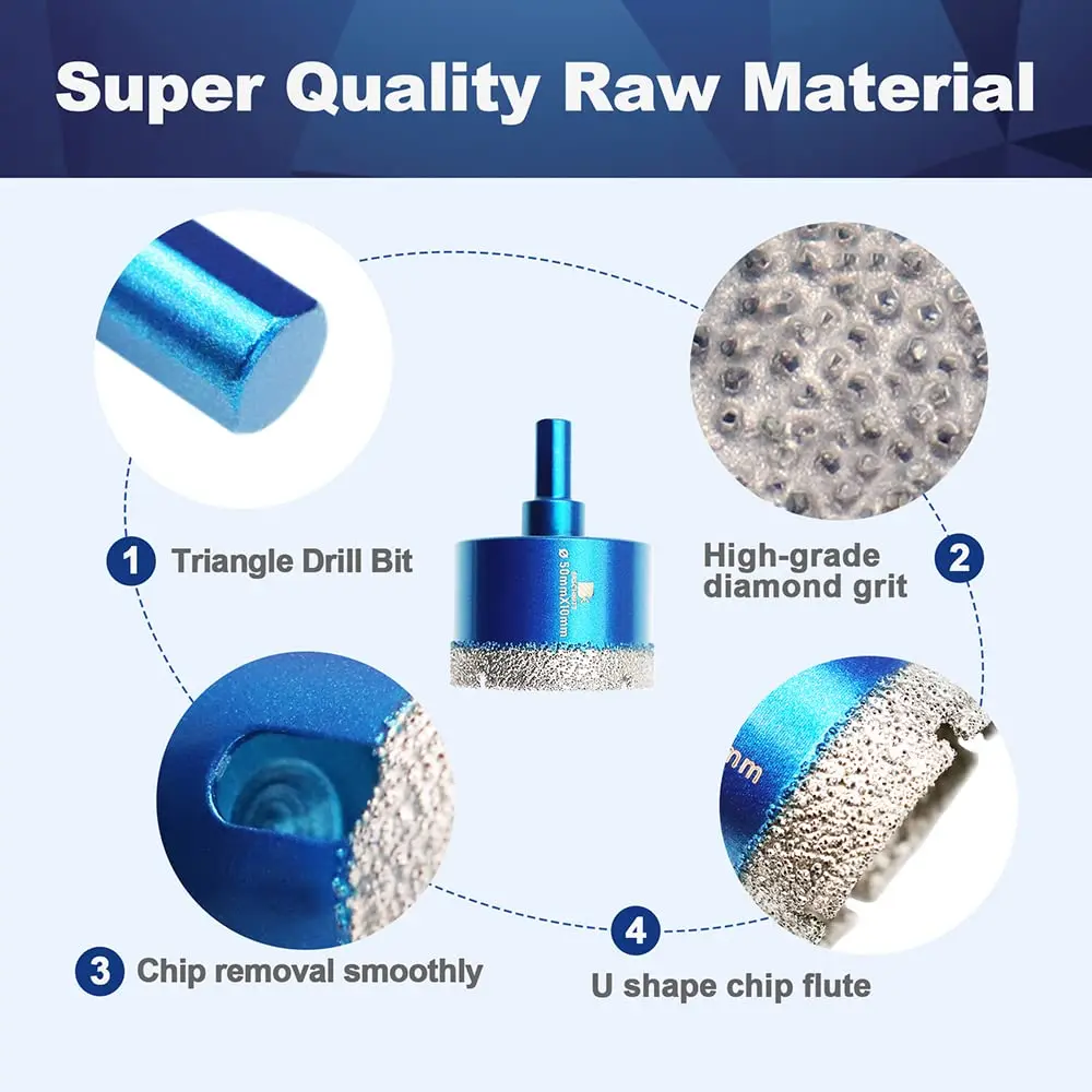 BRSCHNITT Dry Diamond Core Drill Bit Set 50mm | Precise Porcelain & Stone Drilling - view 2