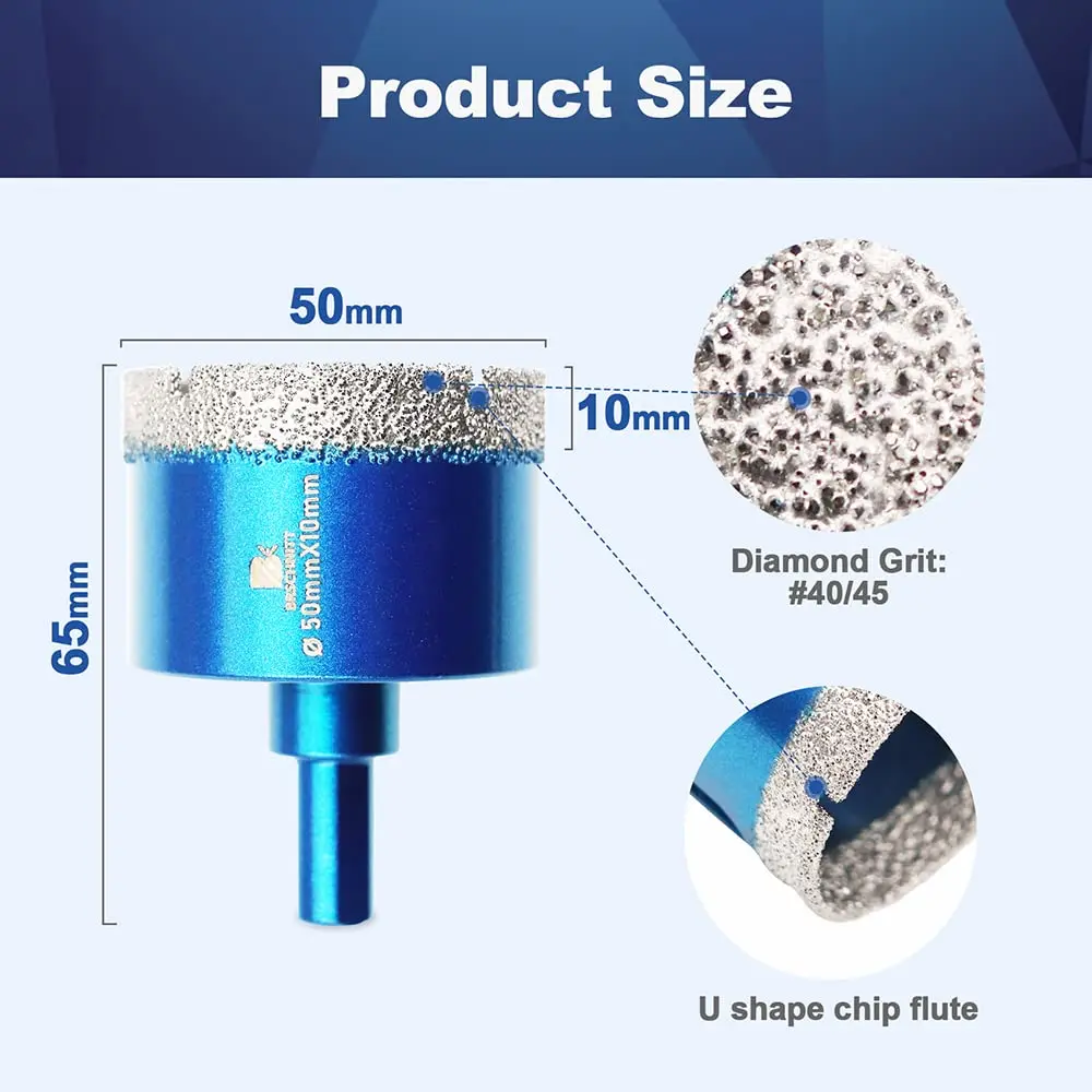 BRSCHNITT Dry Diamond Core Drill Bit Set 50mm | Precise Porcelain & Stone Drilling - view 3