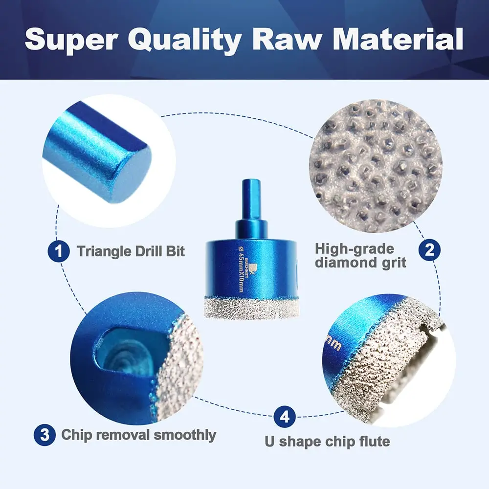 BRSCHNITT Diamond Core Drill Bit Set 45mm | Precise Porcelain Tile & Stone Cutting - view 2
