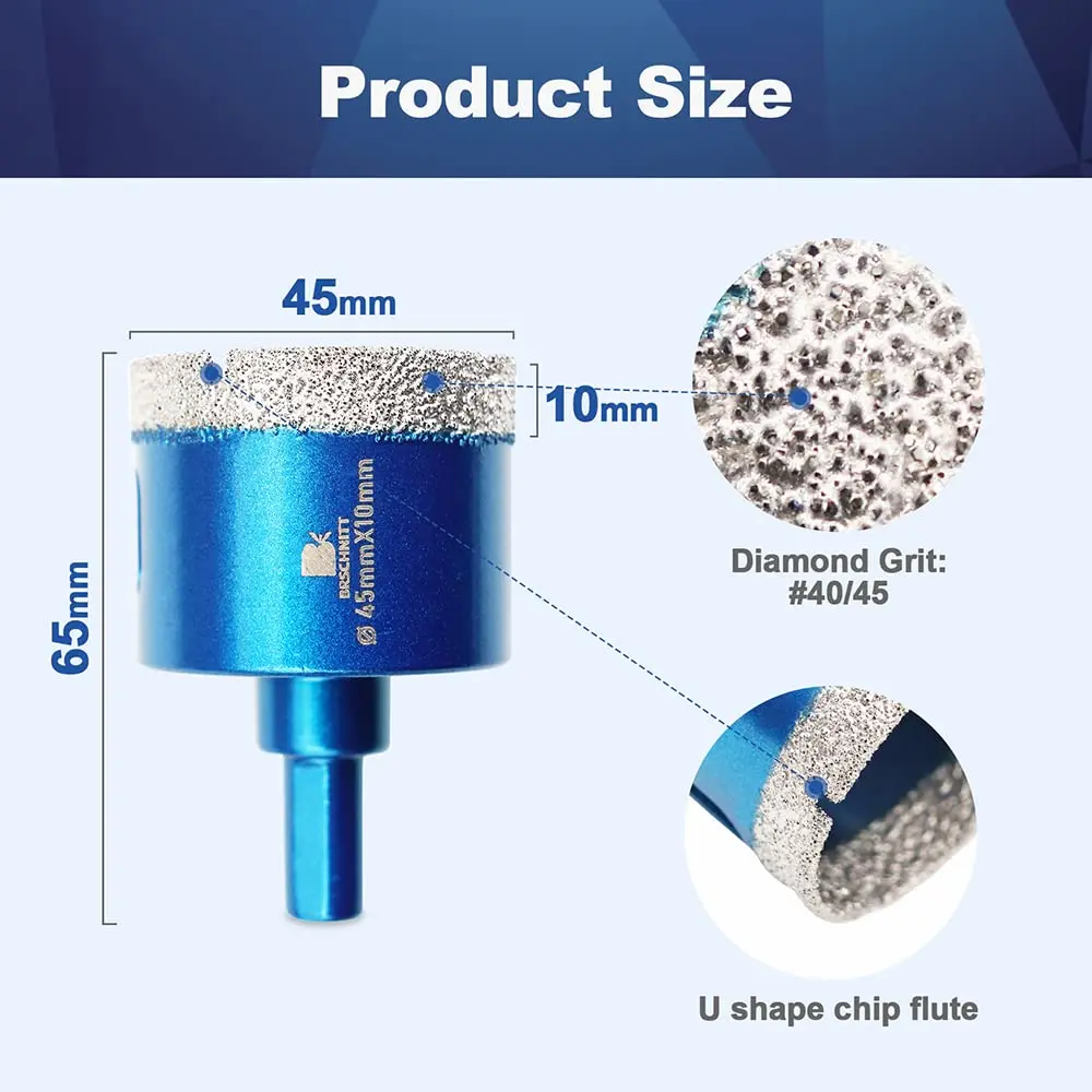 BRSCHNITT Diamond Core Drill Bit Set 45mm | Precise Porcelain Tile & Stone Cutting - view 3