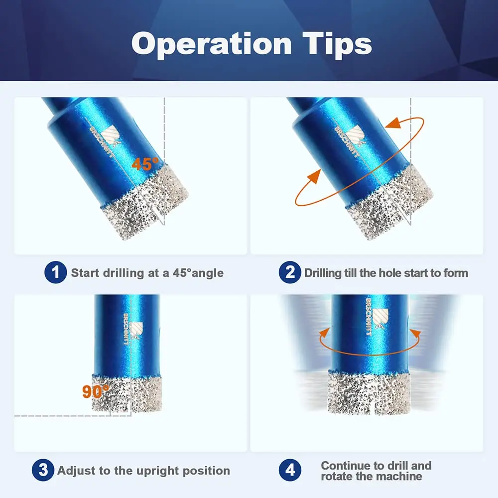 BRSCHNITT Diamond Core Drill Bit Set 45mm | Precise Porcelain Tile & Stone Cutting - view 4