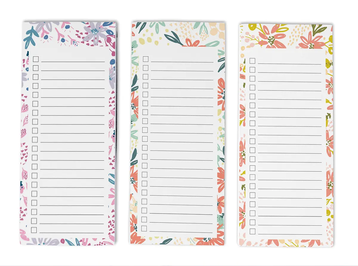 Inkdotpot Magnetic Fridge To-Do List Notepads 25ml (0.811 Fl Oz) | Pack of 3 Floral Design Notepads - main product image