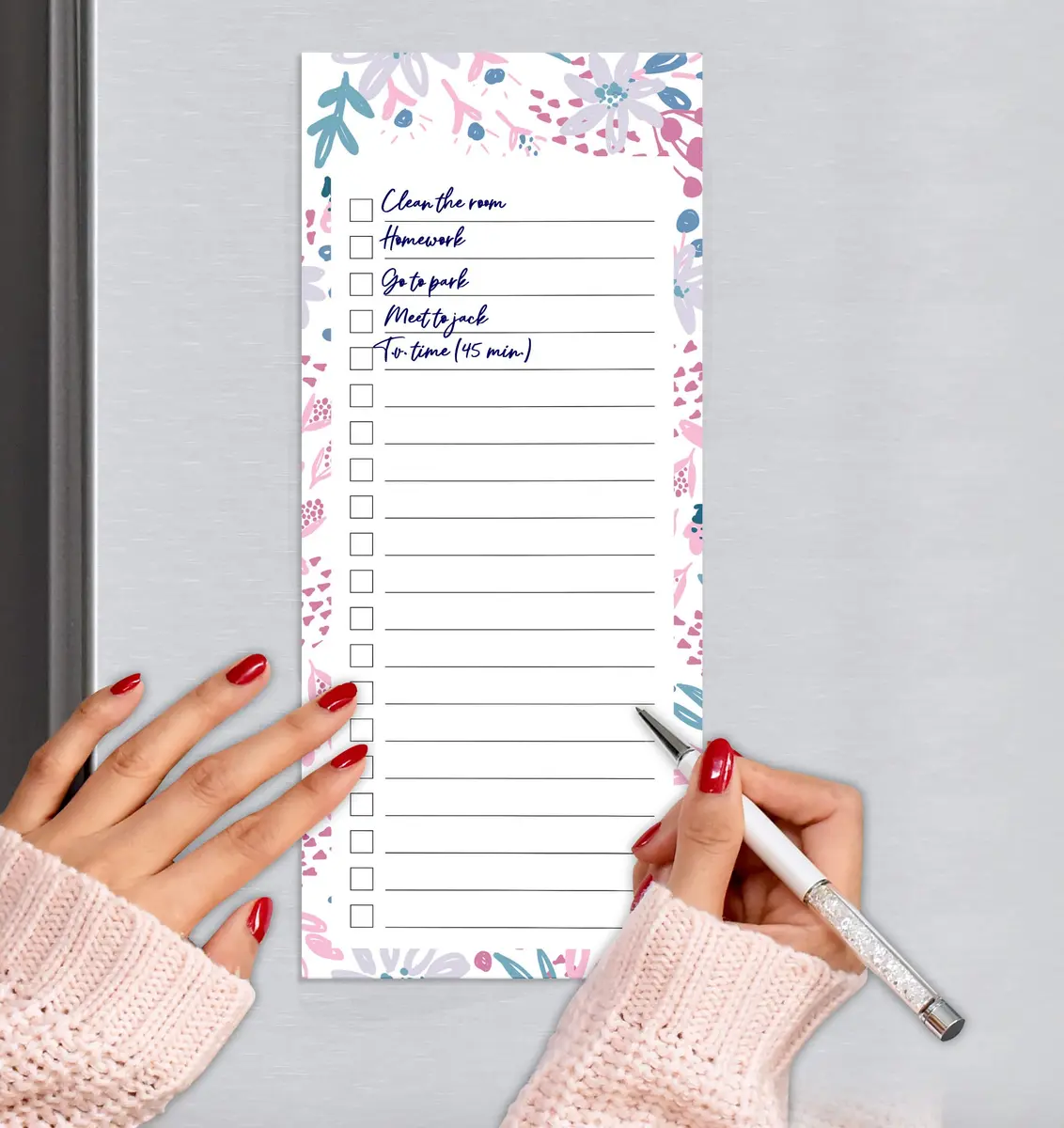 Inkdotpot Magnetic Fridge To-Do List Notepads 25ml (0.811 Fl Oz) | Pack of 3 Floral Design Notepads - view 6
