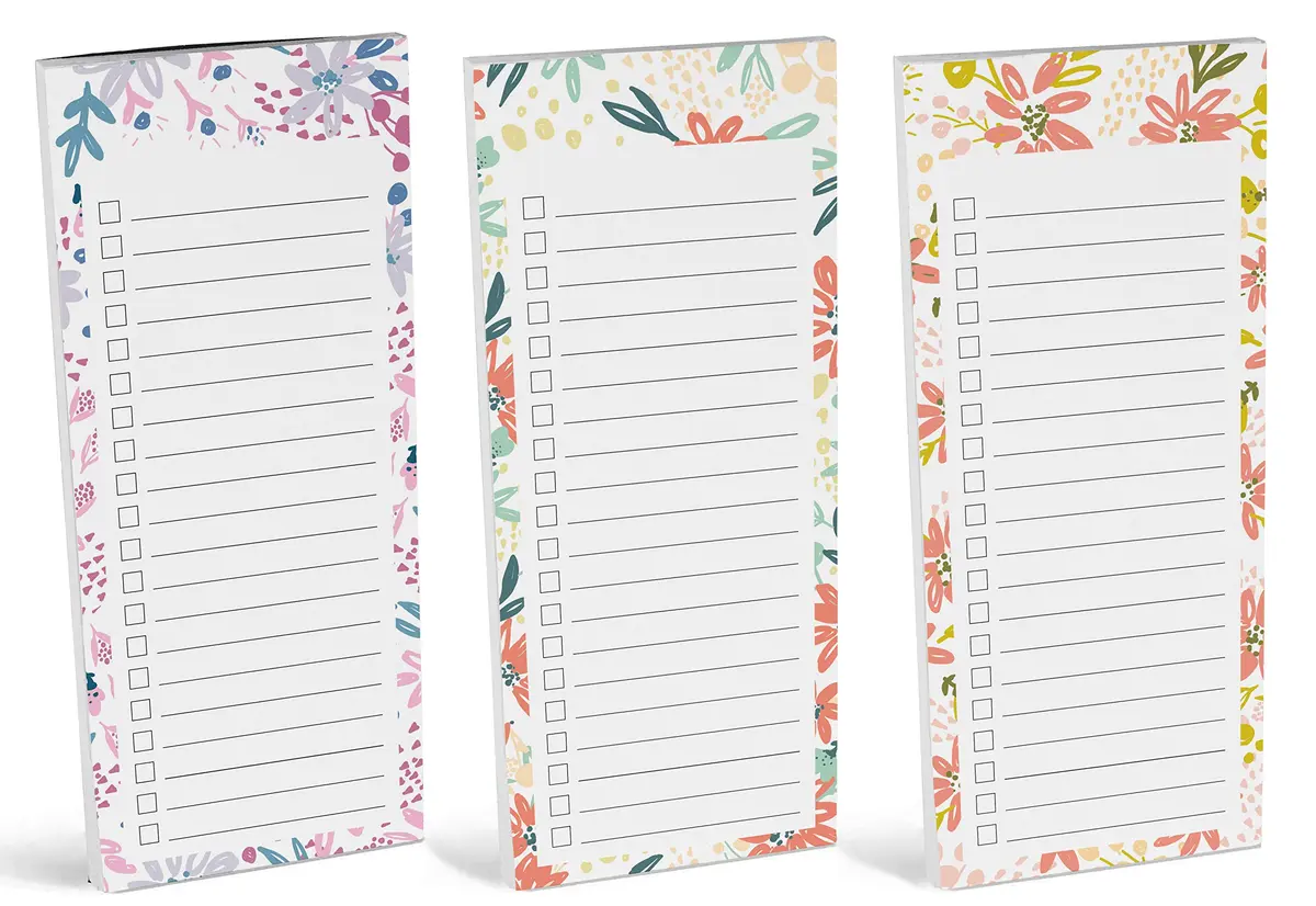 Inkdotpot Magnetic Fridge To-Do List Notepads 25ml (0.811 Fl Oz) | Pack of 3 Floral Design Notepads - view 2