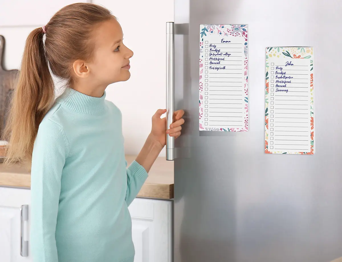 Inkdotpot Magnetic Fridge To-Do List Notepads 25ml (0.811 Fl Oz) | Pack of 3 Floral Design Notepads - view 3