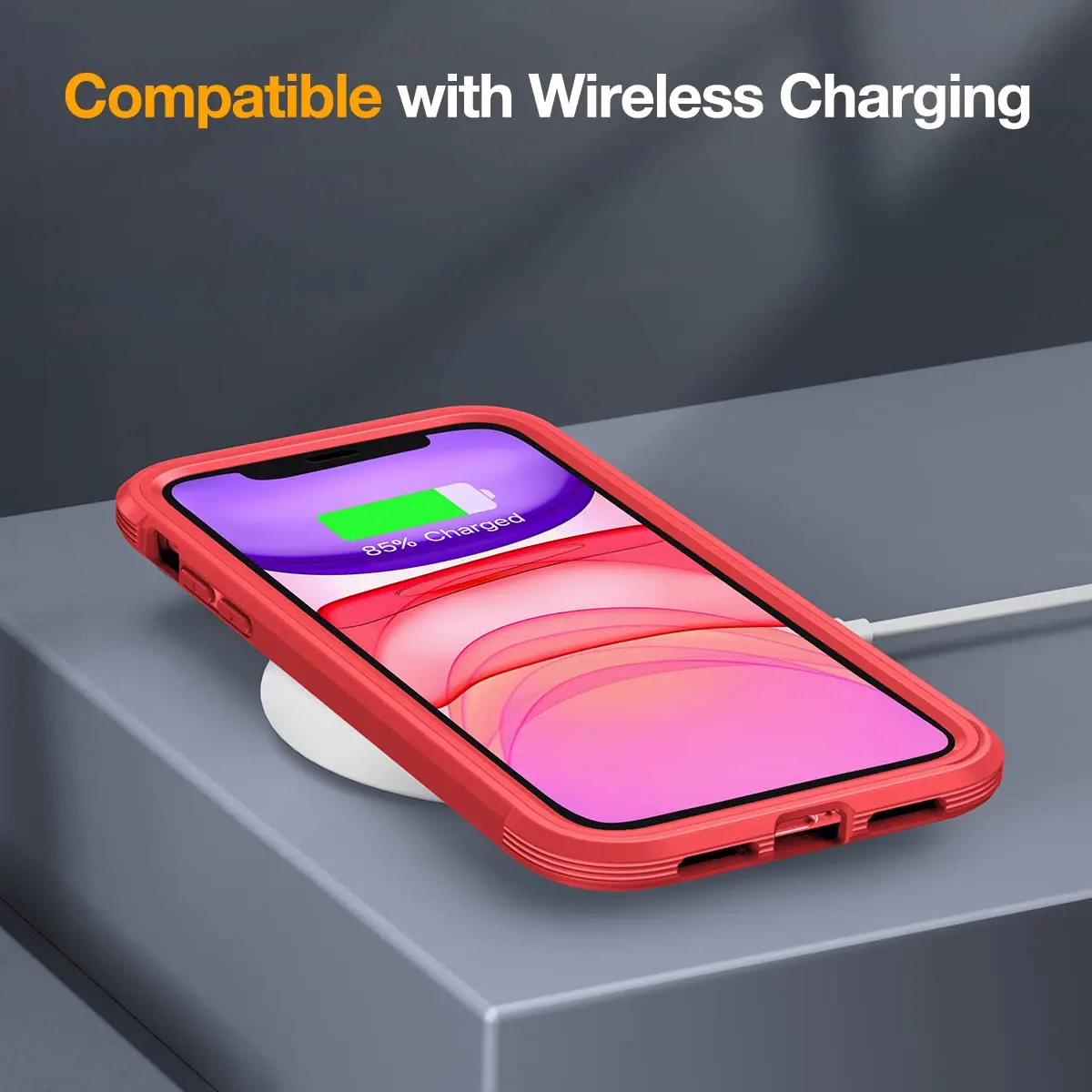 Miracase Glass Series for iPhone 11 Case 6.1 inch | Rugged Full-Body Bumper with Tempered Glass & Camera Protector, Red - view 5