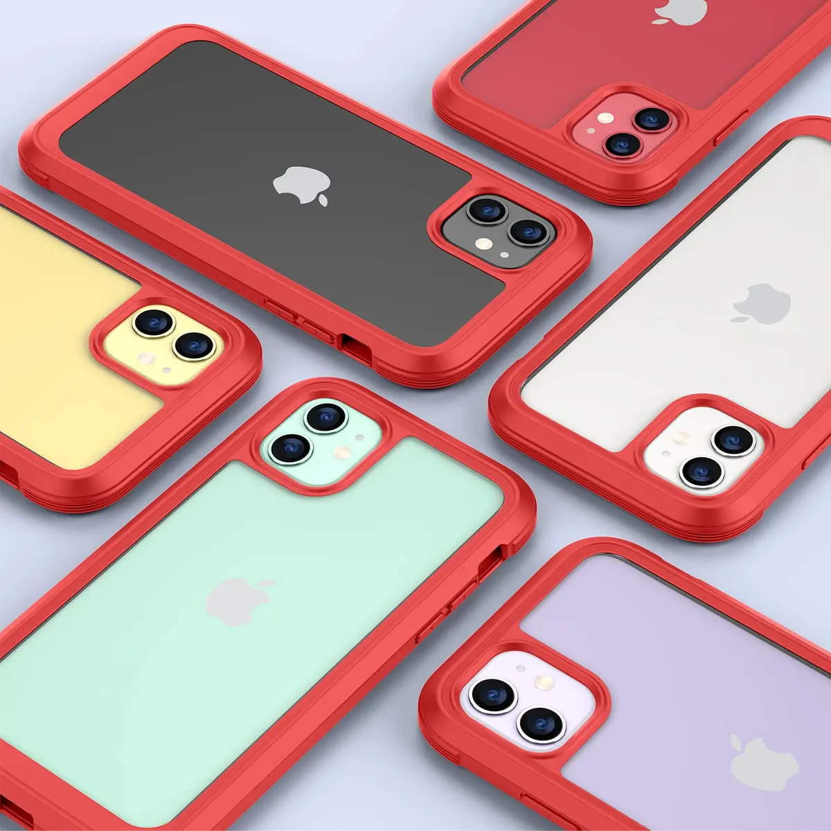 Miracase Glass Series for iPhone 11 Case 6.1 inch | Rugged Full-Body Bumper with Tempered Glass & Camera Protector, Red - view 7