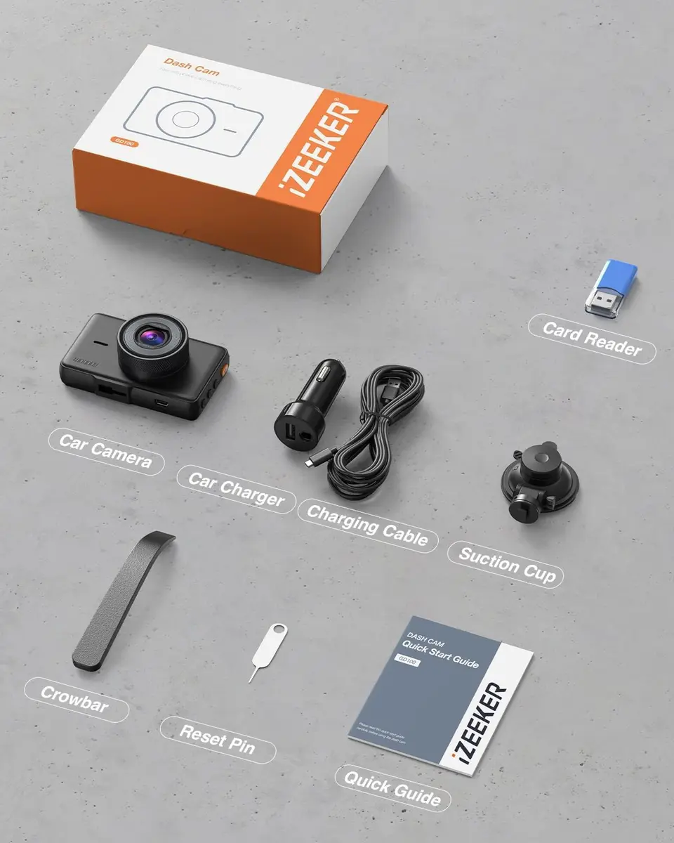 iZEEKER 2.5K Dash Cam Front, 1440P QHD Car Camera with 3" IPS Display | Wide-Angle, Night Vision, Loop & Emergency Recording - view 6