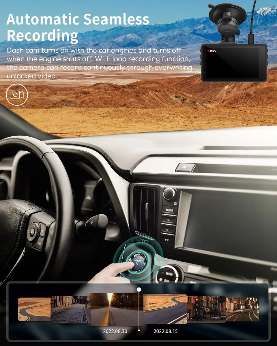 iZEEKER 2.5K Dash Cam Front, 1440P QHD Car Camera with 3" IPS Display | Wide-Angle, Night Vision, Loop & Emergency Recording - view 4