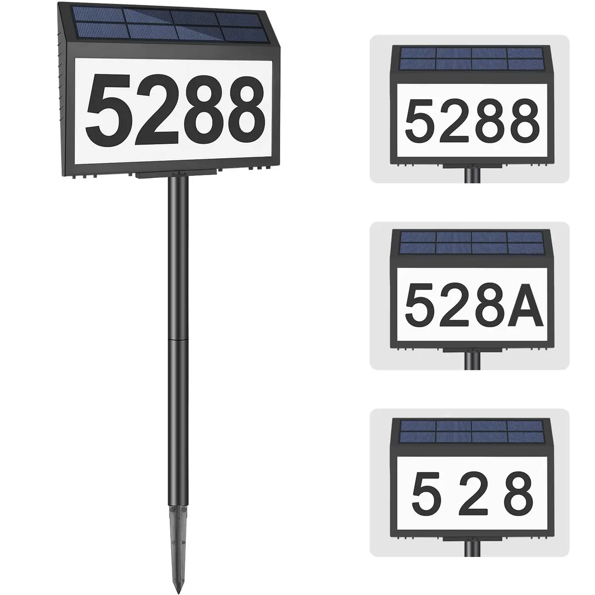 GEAGMAGC Solar Address Sign with LED Illumination | Waterproof House Numbers for Yard & Street - main product image
