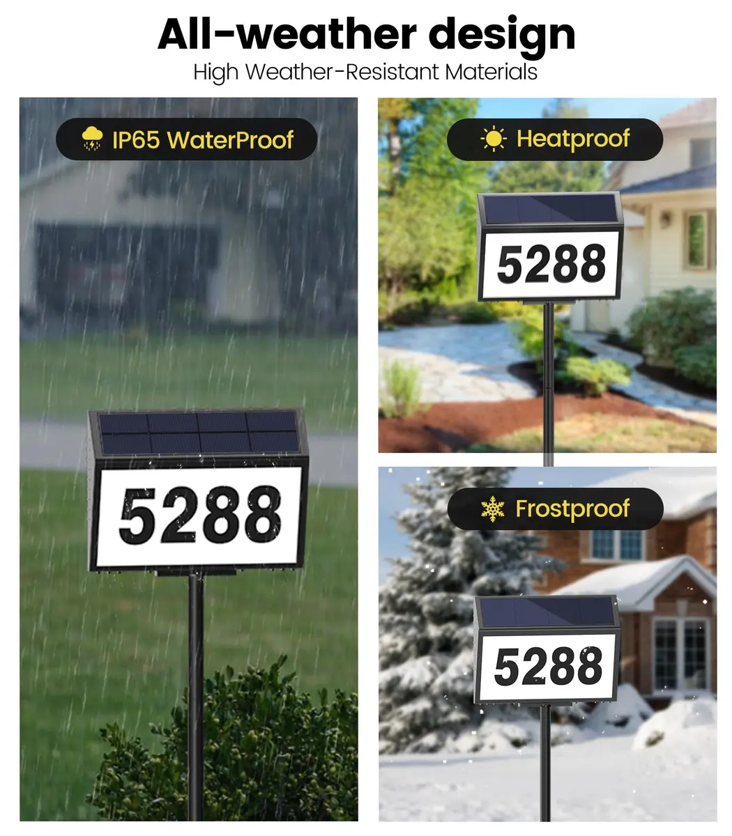 GEAGMAGC Solar Address Sign with LED Illumination | Waterproof House Numbers for Yard & Street - view 8
