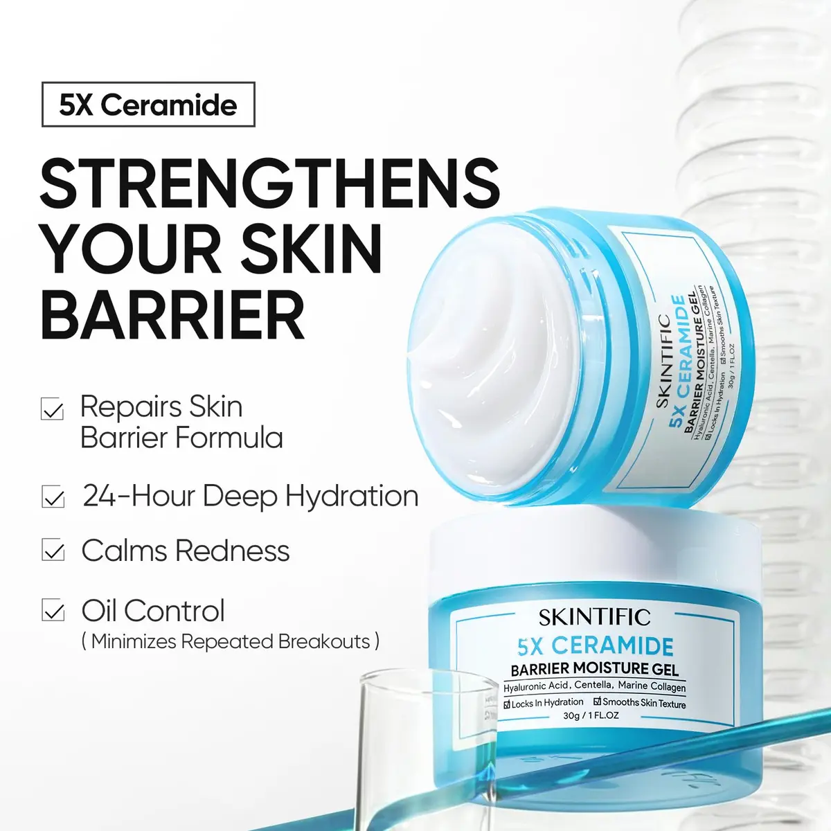 SKINTIFIC 5X Ceramide Barrier Repair Moisturizer for Sensitive Skin | Hydrates & Strengthens Skin Barrier - view 2