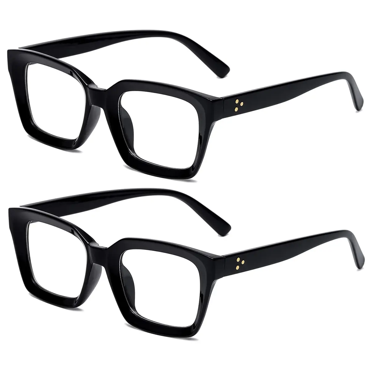 EYLRIM Classic Thick Square Frame Clear Lens Glasses for Women Men Non Prescription (Bright Black) | Lightweight & Stylish - main product image