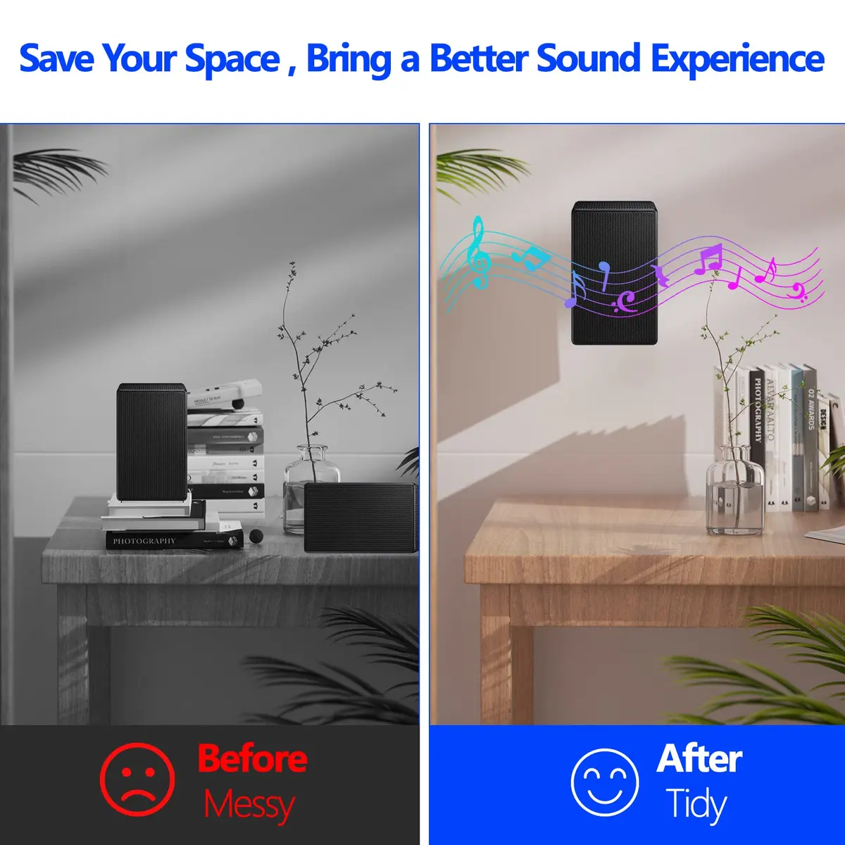 Aiweiwa Speaker Wall Mount for Samsung SWA-9500S/ZA Rear Speakers | Tilt Swivel Adjustable Metal Bracket (Black) - view 5