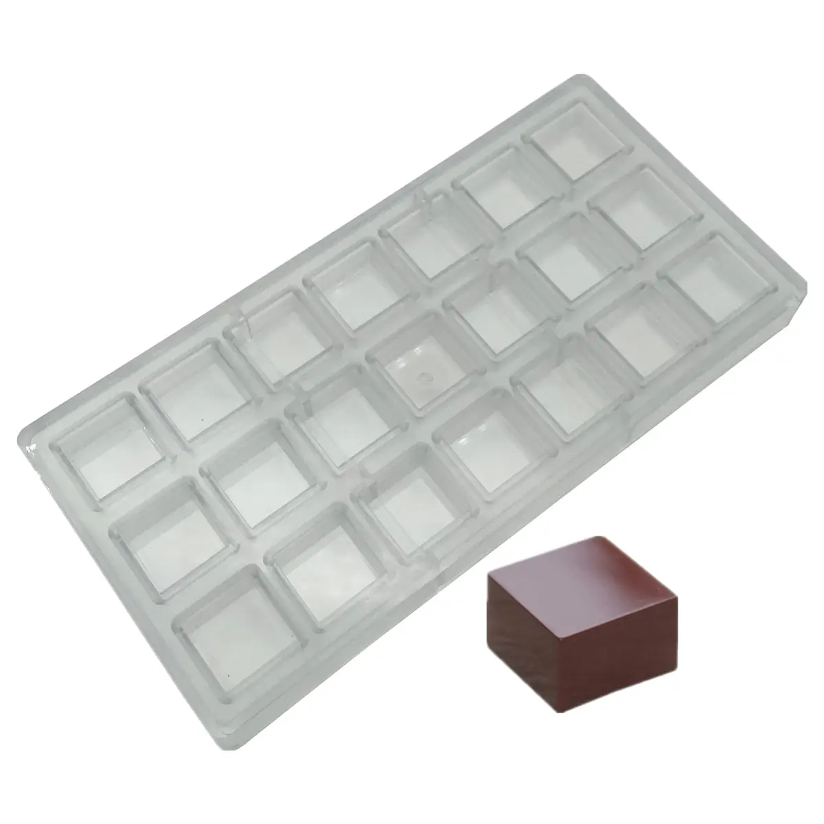 Goldbaking Square Chocolate Mould Polycarbonate 21 Cavities | Artisan Candy & Ice Cube Mold - main product image