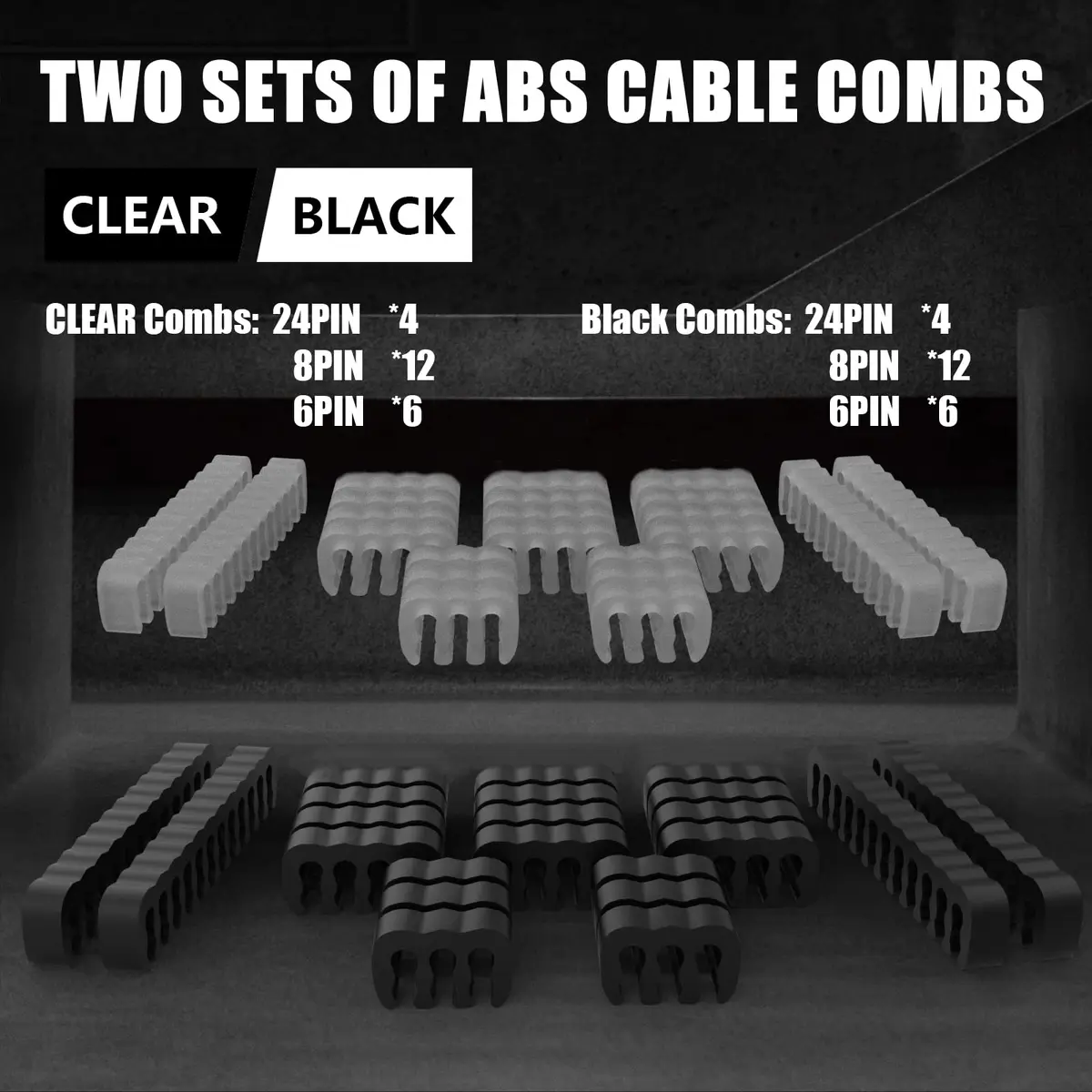 ABNO1 PSU Cable Extension Kit 30cm (11.8in) | Black/White Sleeved Braided PC Power Cables - view 2