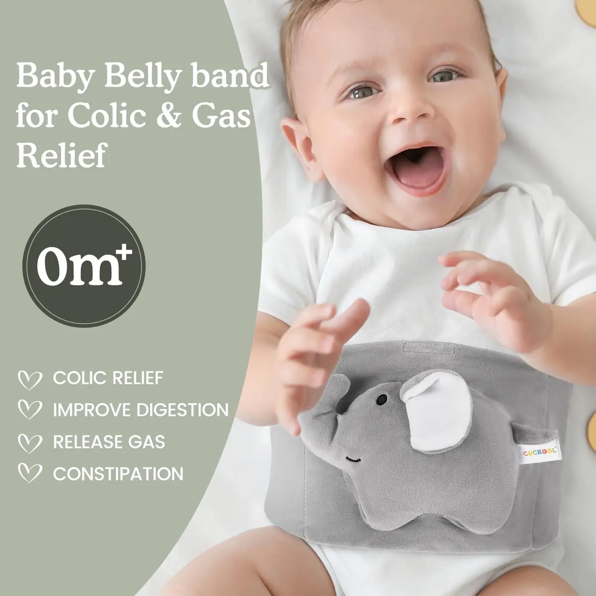 Cuckool Baby Colic and Gas Relief Heated Tummy Wrap with Gel Pack | 15.5-22 Inch Waist - view 2