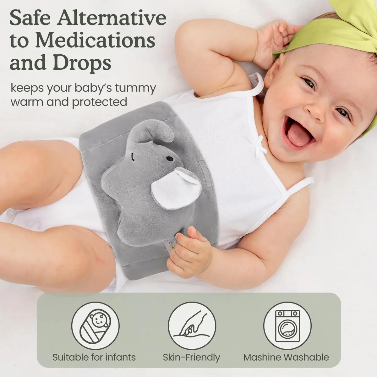 Cuckool Baby Colic and Gas Relief Heated Tummy Wrap with Gel Pack | 15.5-22 Inch Waist - view 3