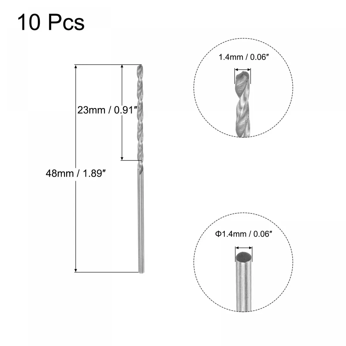 uxcell 10 Pcs 1.4mm HSS Twist Drill Bits | Fully Ground, Long Service Life, for Mild Steel Copper Aluminum - view 2