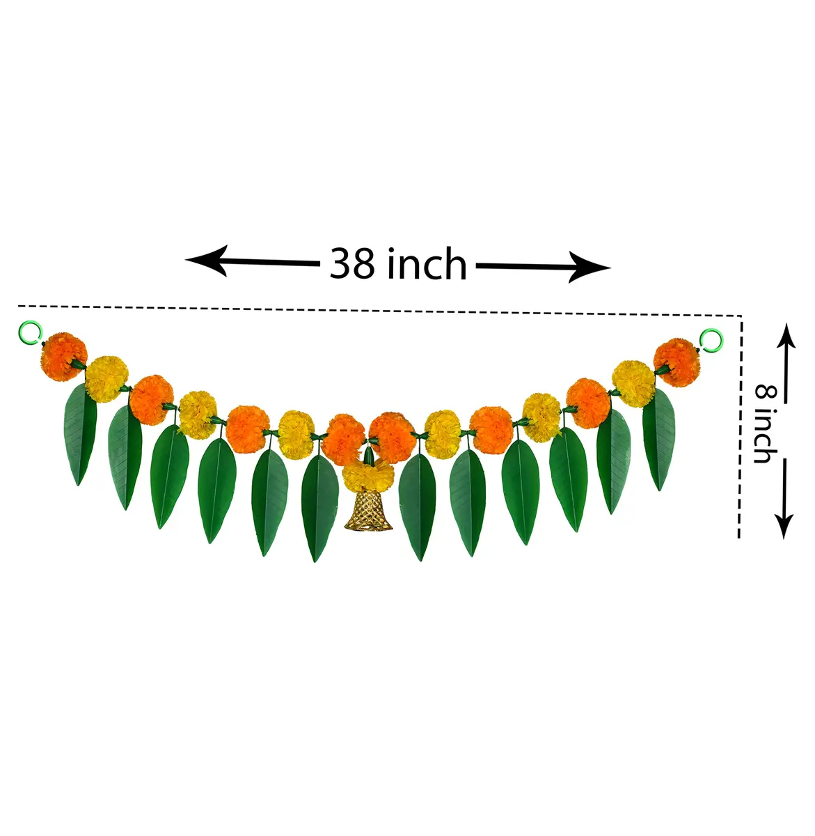 iHandikart Marigold Flowers with Mango Leaf Door Hanging Toran 96.5x20.3 cm (38x8 inch) Pack of 1 | Traditional Festival Decoration - view 9