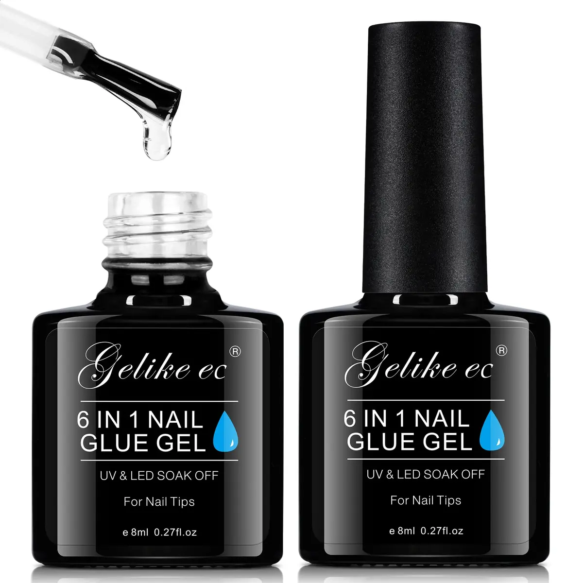 gelike ec 6 in 1 Gel Nail Glue for Press on Nails, 14ml (0.48 Fl Oz) Total | Salon Professional & Beginner Friendly - main product image