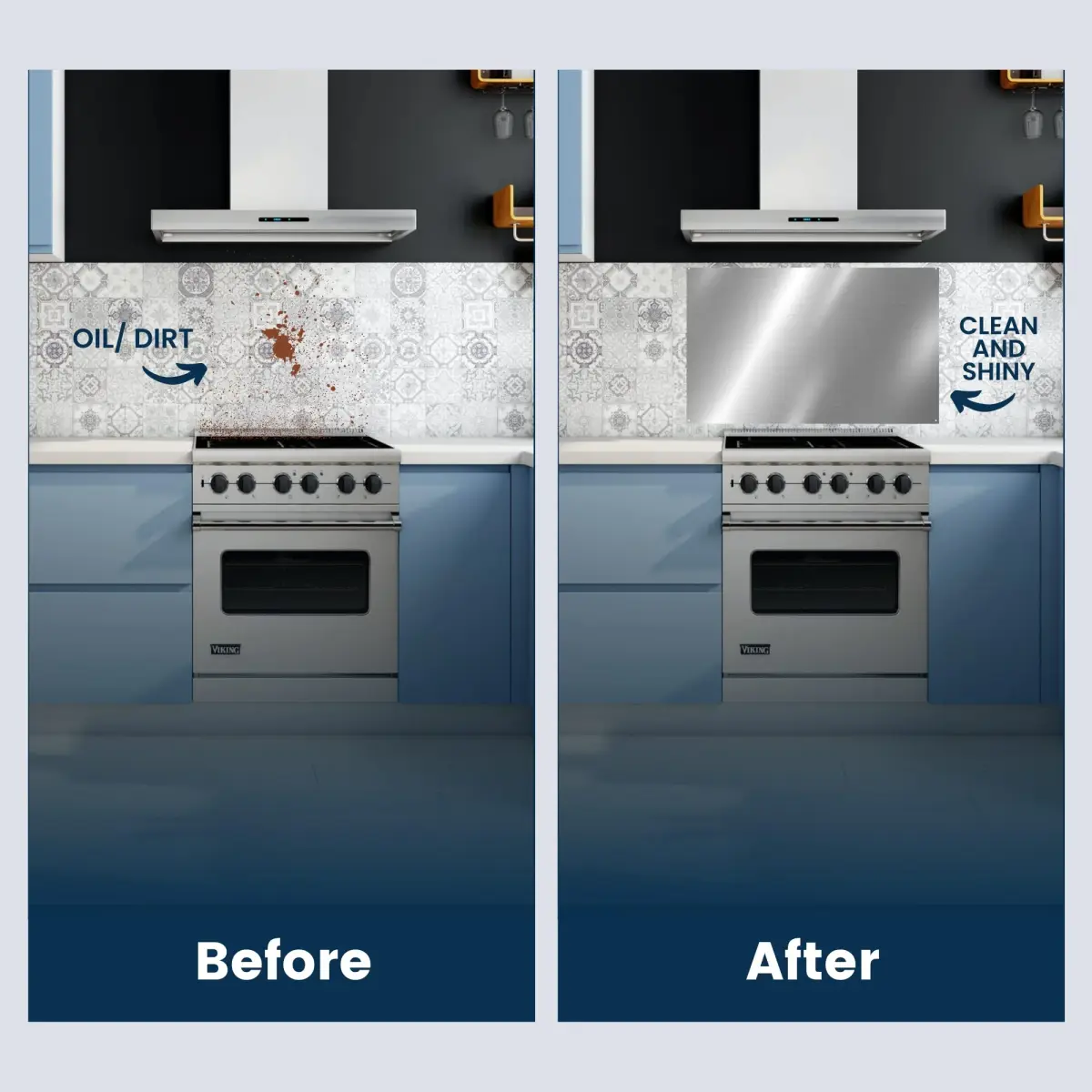 CalPalmy 24" x 30" Reversible Stainless Steel Backsplash Panel | Ultra Flat & Flushed for Stovetops - view 6