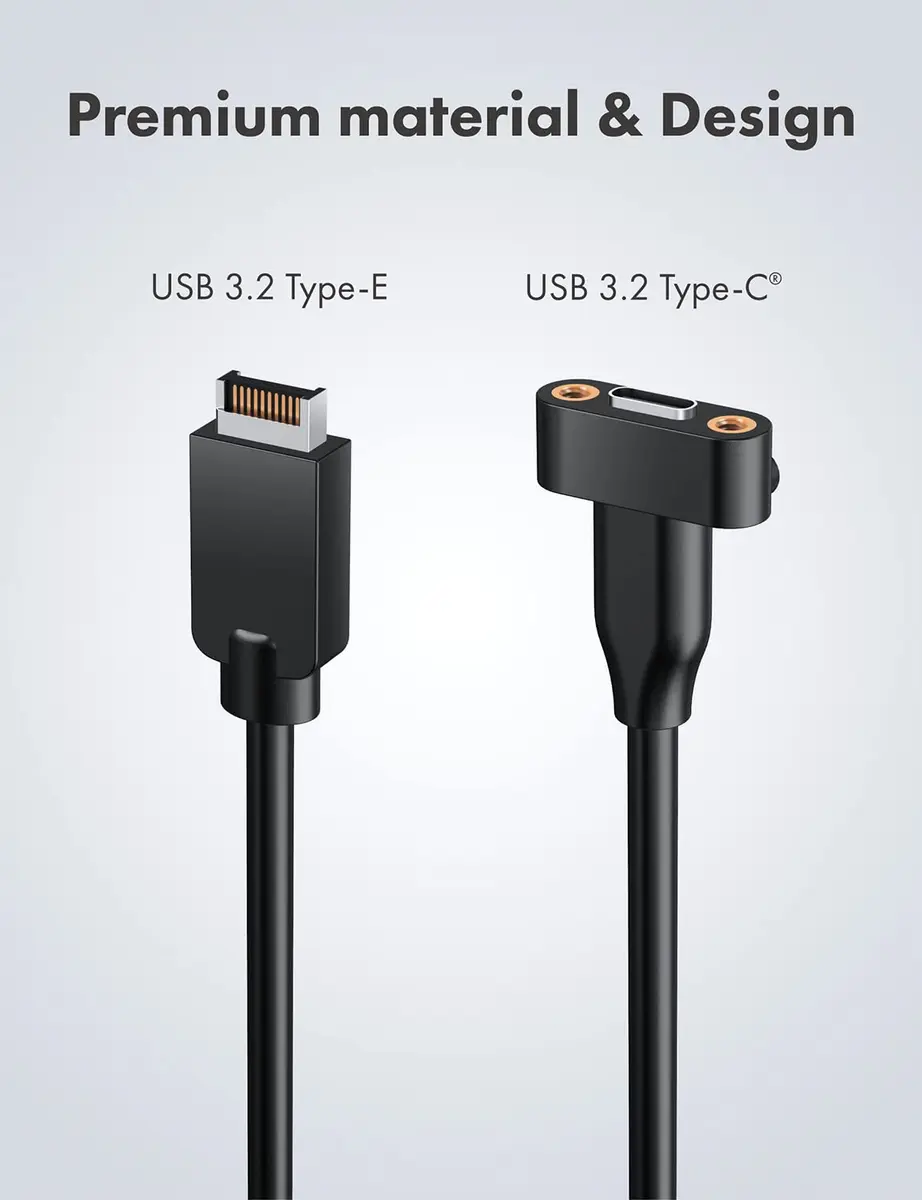 GRAUGEAR 20Gbps USB-C Front Panel Extension Cable 60cm (23.6 Inch) | Adds USB 3.2 Gen 2x2 Type-E Port with PCIe Bracket - view 5