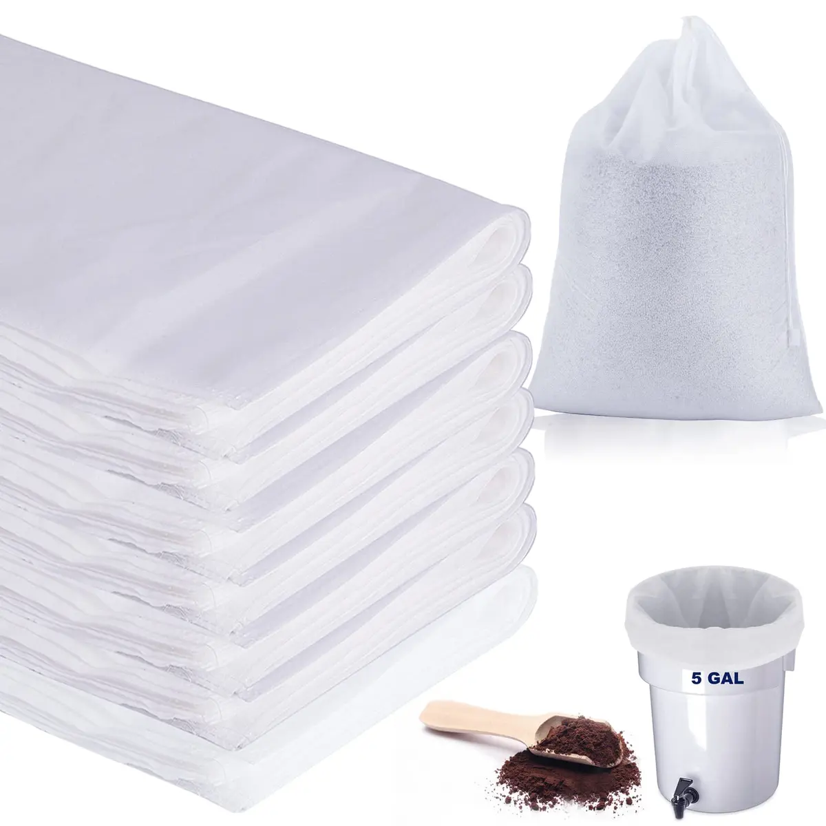 Vonluxin 50 Pack Cold Brew Coffee Filters 20" x 20" | Compatible with 5 Gallon Brewers - main product image