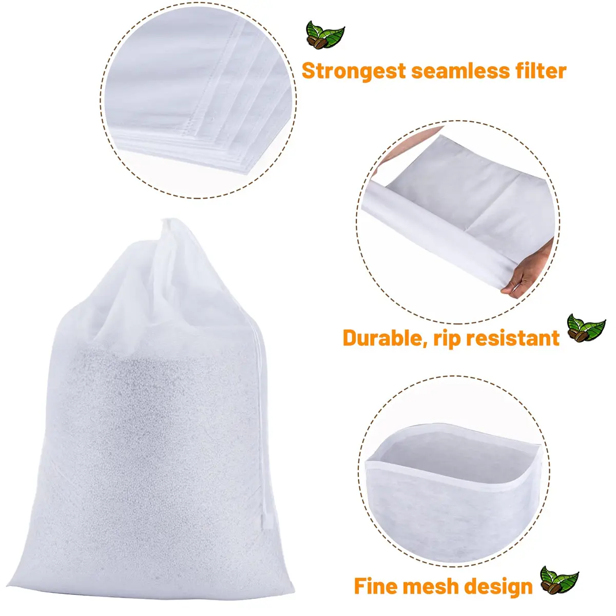 Vonluxin 50 Pack Cold Brew Coffee Filters 20" x 20" | Compatible with 5 Gallon Brewers - view 3