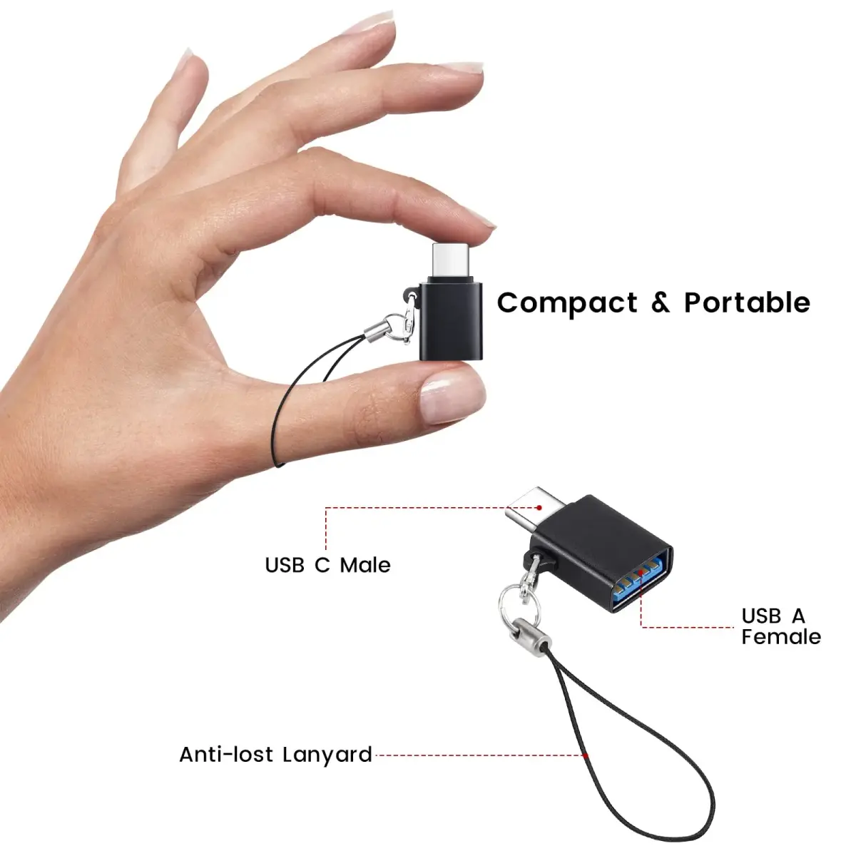 weishan USB C to USB Cable with Adapter, 2m (6.6ft) Black Braided Cord for Focusrite Scarlett Solo 3rd 4th Gen, 2i2 4th Gen | 10Gbps Data Transfer - view 6