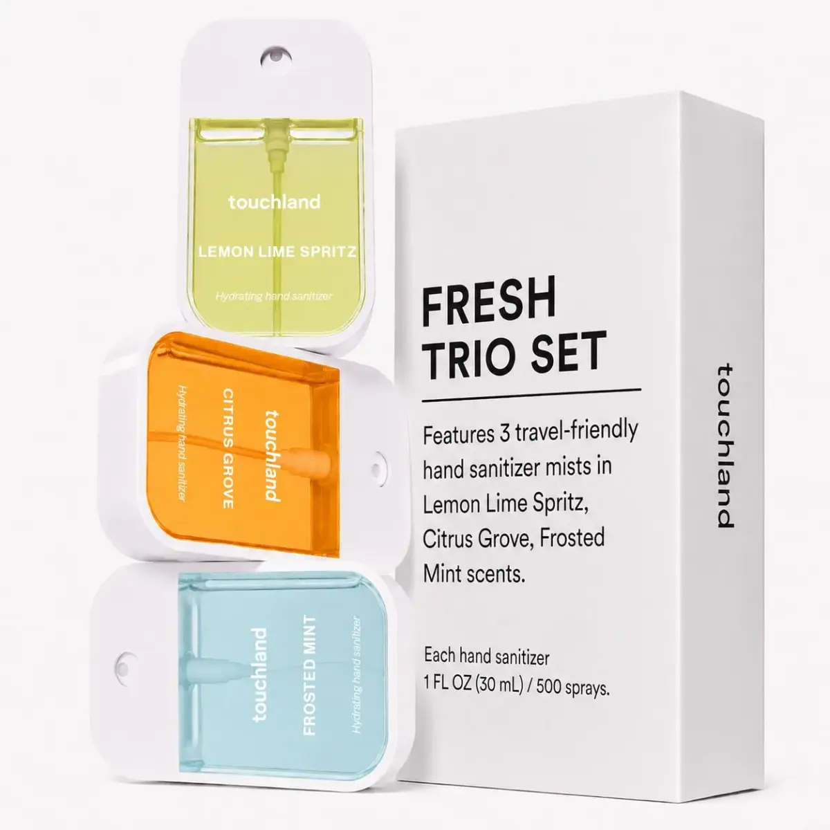 Touchland Fresh Trio Hydrating Hand Sanitizer Spray Set Travel Size | 3 x 29.57ml (3 Fl Oz) | Skincare-Forward Germ Defense - view 3