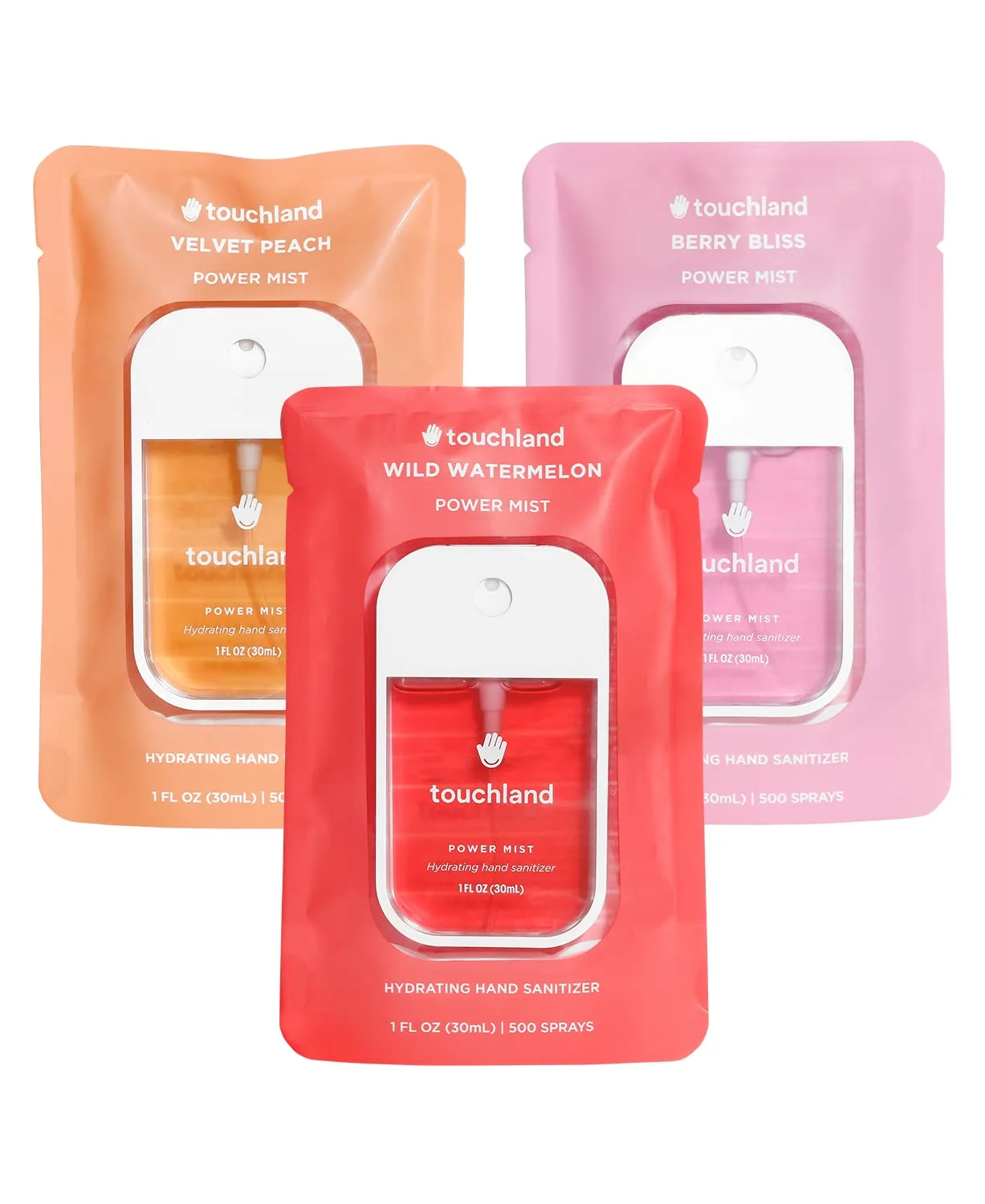 Touchland Hand Sanitizer Spray Juicy Trio - 3 x 1 FL OZ | Dermatologist Tested Hydrating Formula - main product image