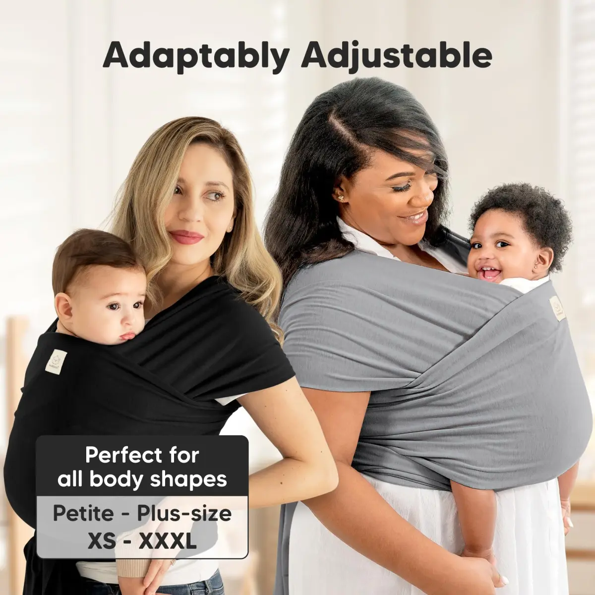 KeaBabies Original Baby Wrap Carrier in Warm Hearth - One Size, IHDI Certified, Breathable Fabric - view 4