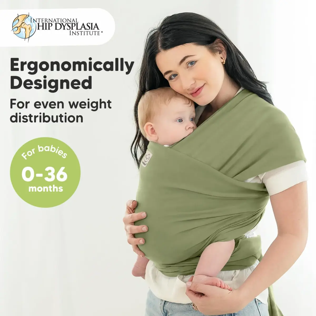 KeaBabies Original Baby Wrap Carrier in Dusty Olive - One Size, Breathable Fabric for Newborns - view 2