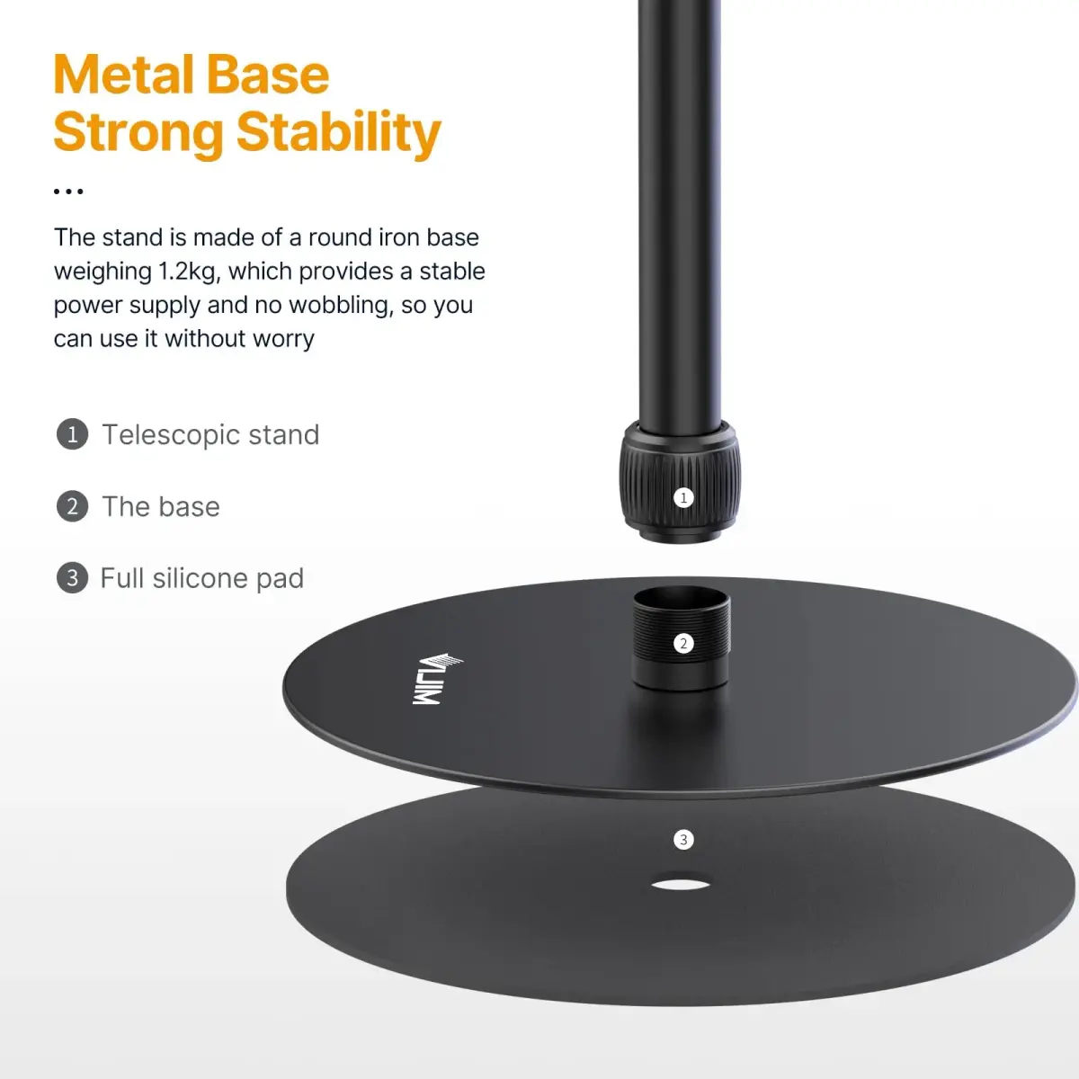 jusmo LS09 Aluminum Projector Floor Stand with Heavy Base & Ball Head | 42cm-88cm (16.5-34.6 Inch) Adjustable Height - view 7